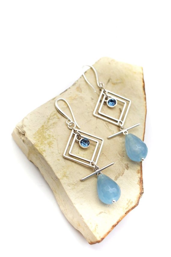 Γεωμετρικά σκουλαρίκια με γαλάζιο ίασπι 1 | Pyroessa