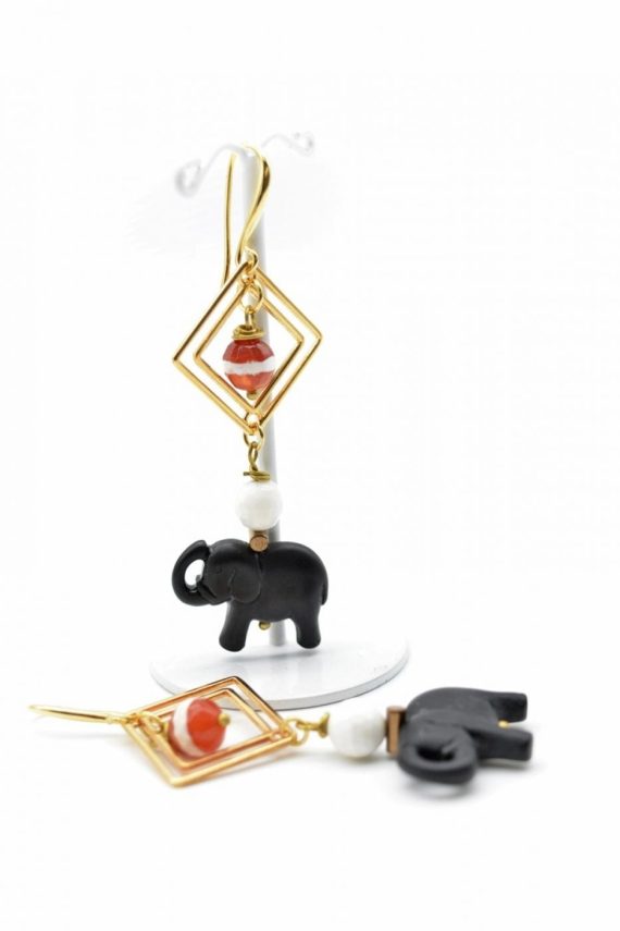 Boho σκουλαρίκια ελεφαντάκια με ημιπολύτιμες πέτρες 1 | Pyroessa